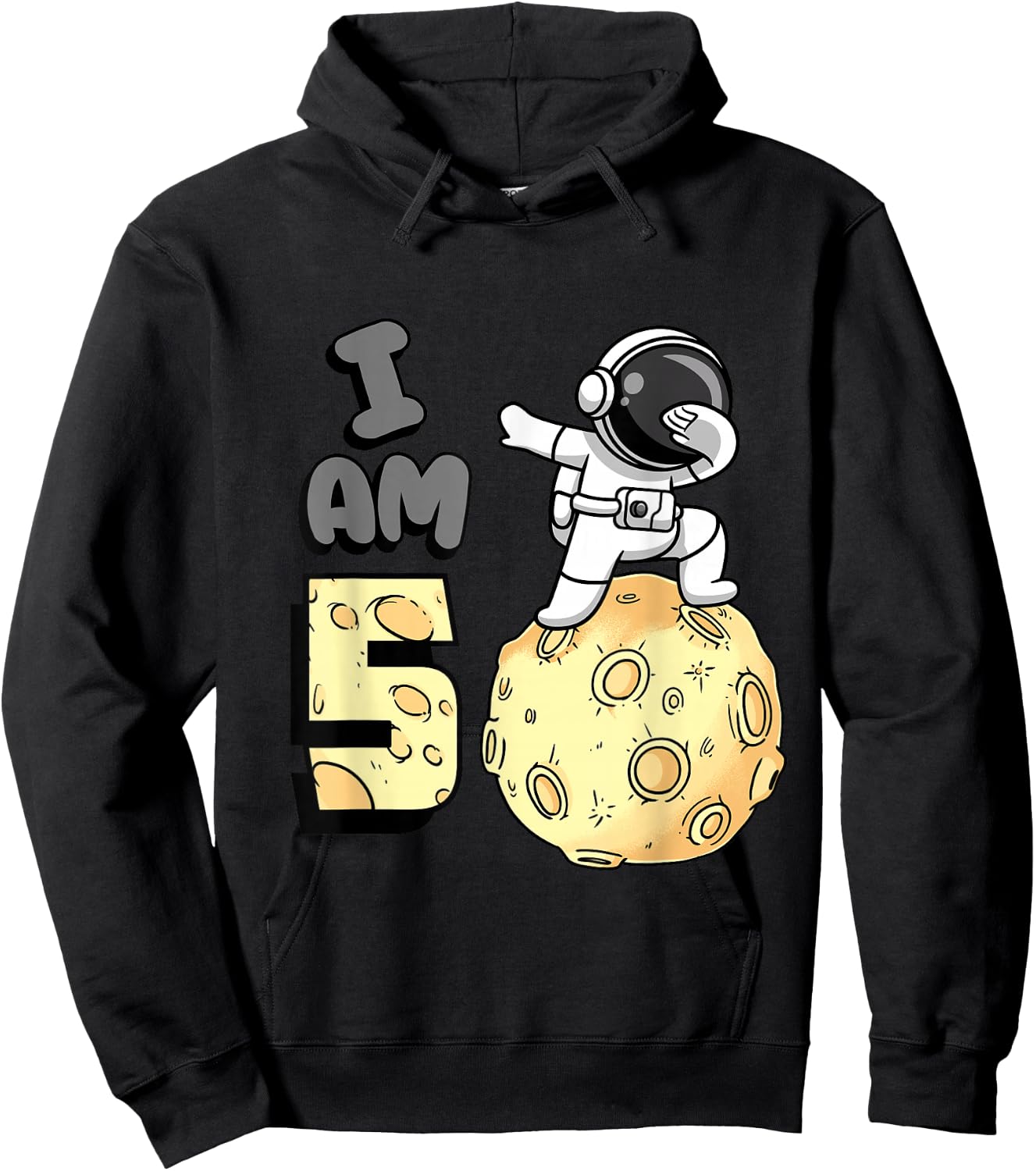 I am 5 Space Astronaut Kid Moon Walker 5th Birthday Hoodie - Hoodie | Black