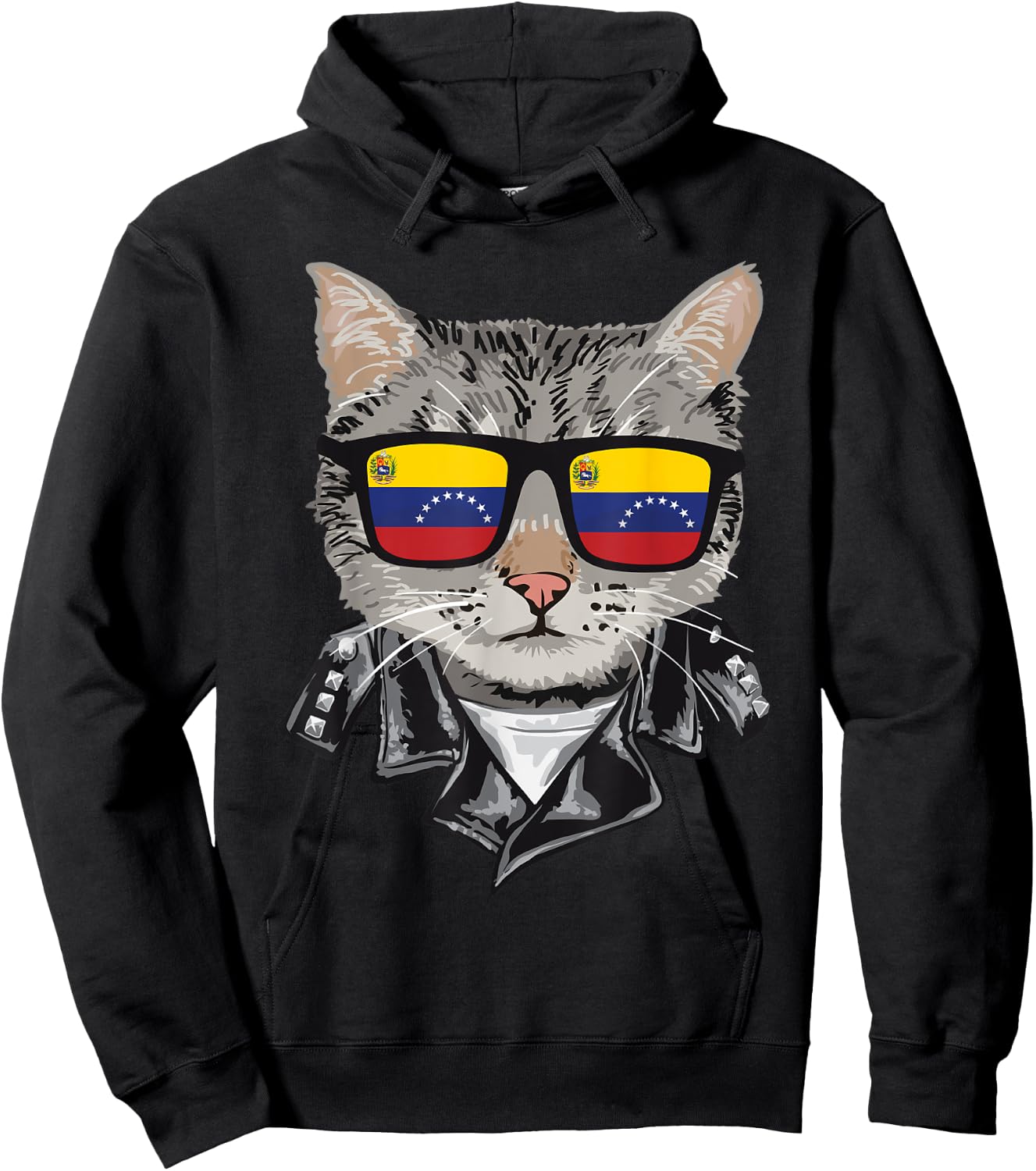 Cat Venezuela Flag Sunglasses - Cool Venezuelan Cat Women Hoodie - Hoodie | Black