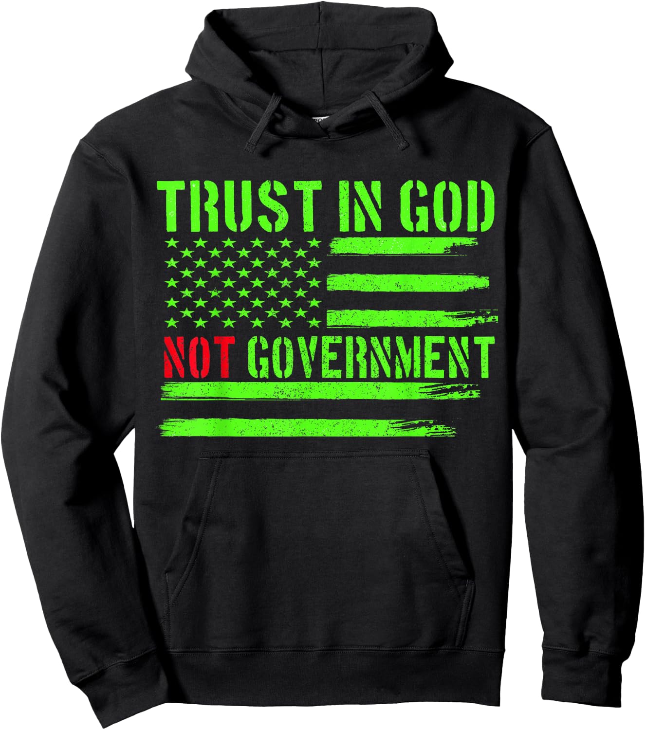 Trust In God Not Government Trust In God Funny Distressed Hoodie - Hoodie | Black