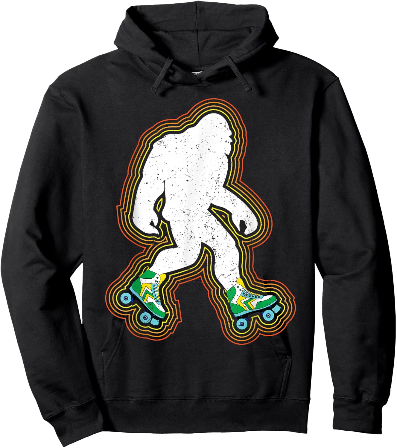 Bigfoot Skates Sasquatch Gift Clothes Vintage Roller Skating Hoodie - Hoodie | Black