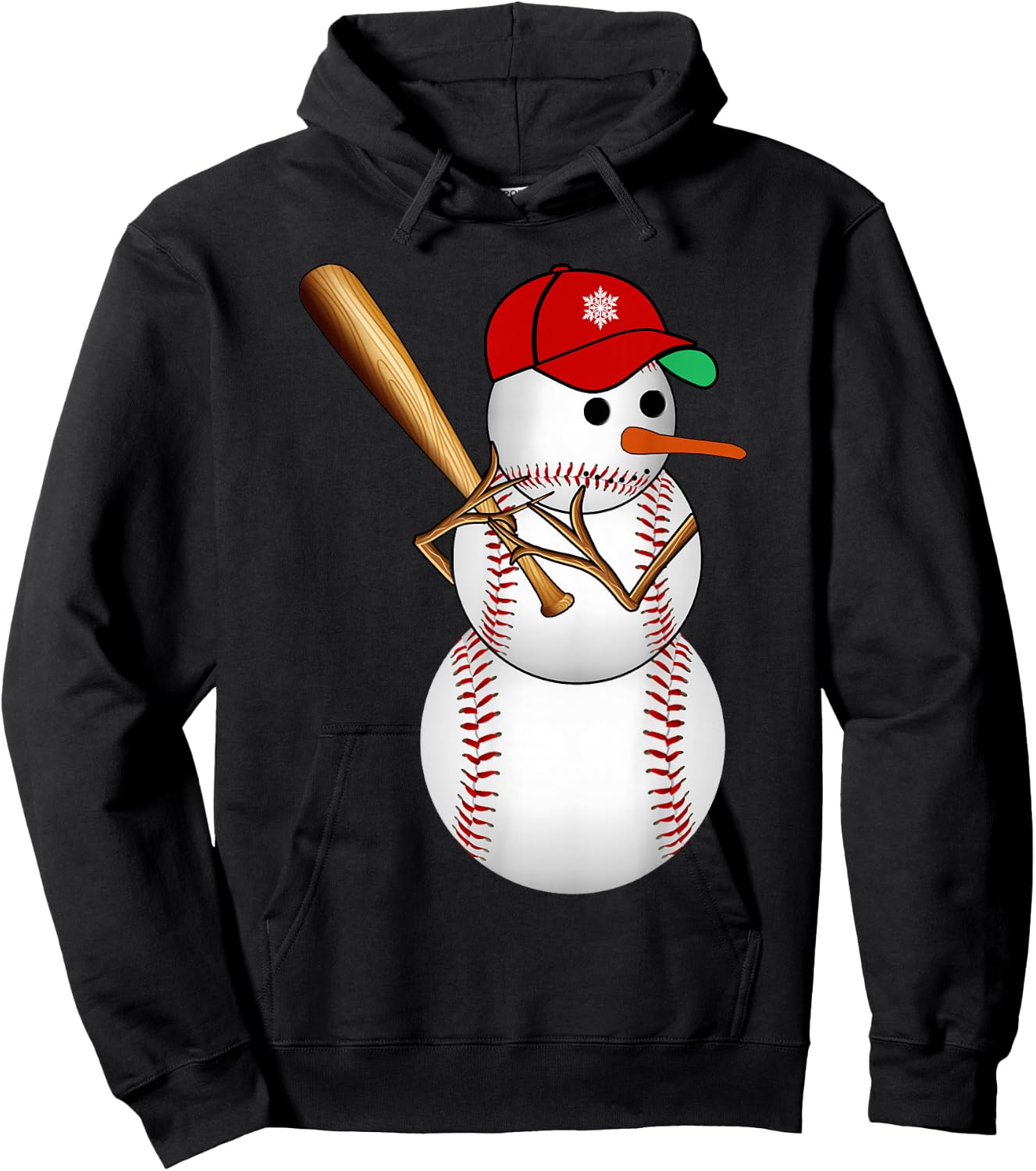 Baseball Snowman Balls Snow Christmas Xmas Gifts Men Women Hoodie - Hoodie | Black