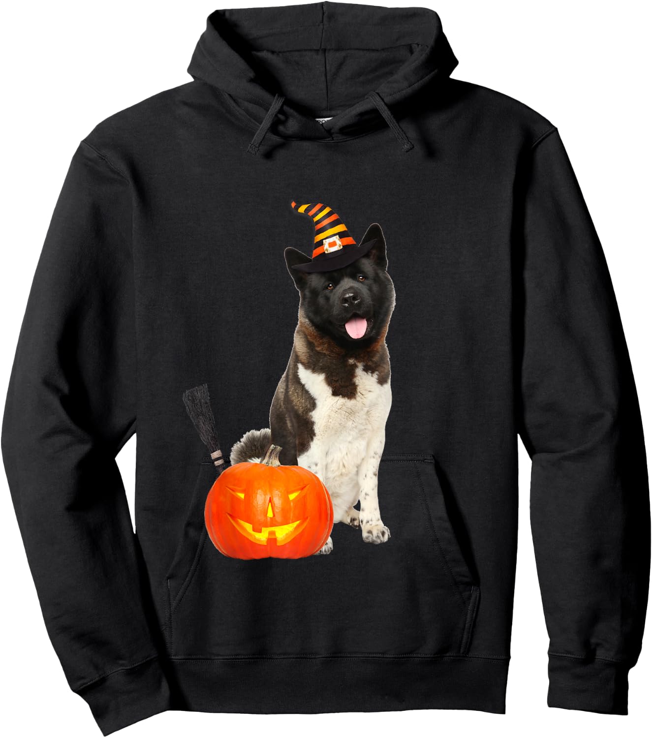 Akita Witch Hat Halloween Dog Costume Hoodie - Hoodie | Black