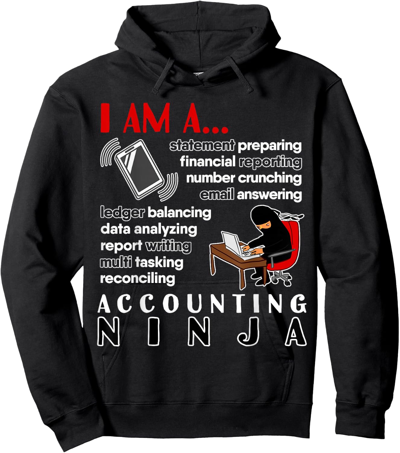 Funny Finance Tax Accounting Ninja Hoodie - Hoodie | Black