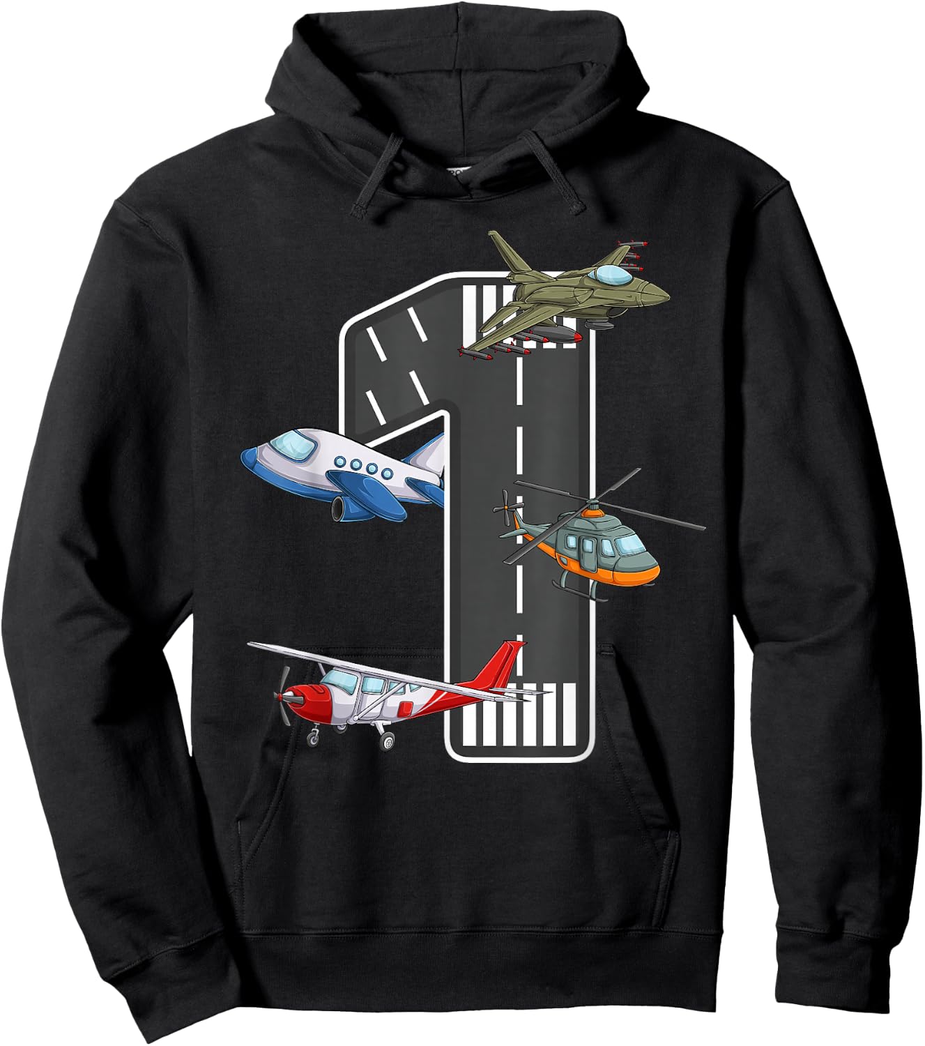 Little Pilot 1st Birthday Party 1 One Year Old Airplane Kids Hoodie - Hoodie | Black