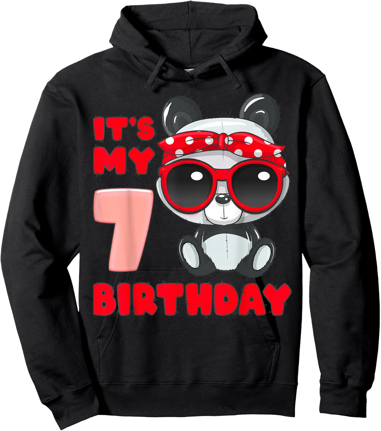 Birthday Girl 7 Year Old, Panda, It's My 7th Birthday Hoodie - Hoodie | Black