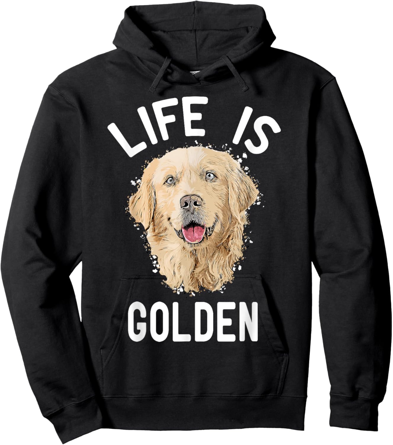 Cartoon Golden Retriever Gift Life is Golden Retrievers Hoodie - Hoodie | Black