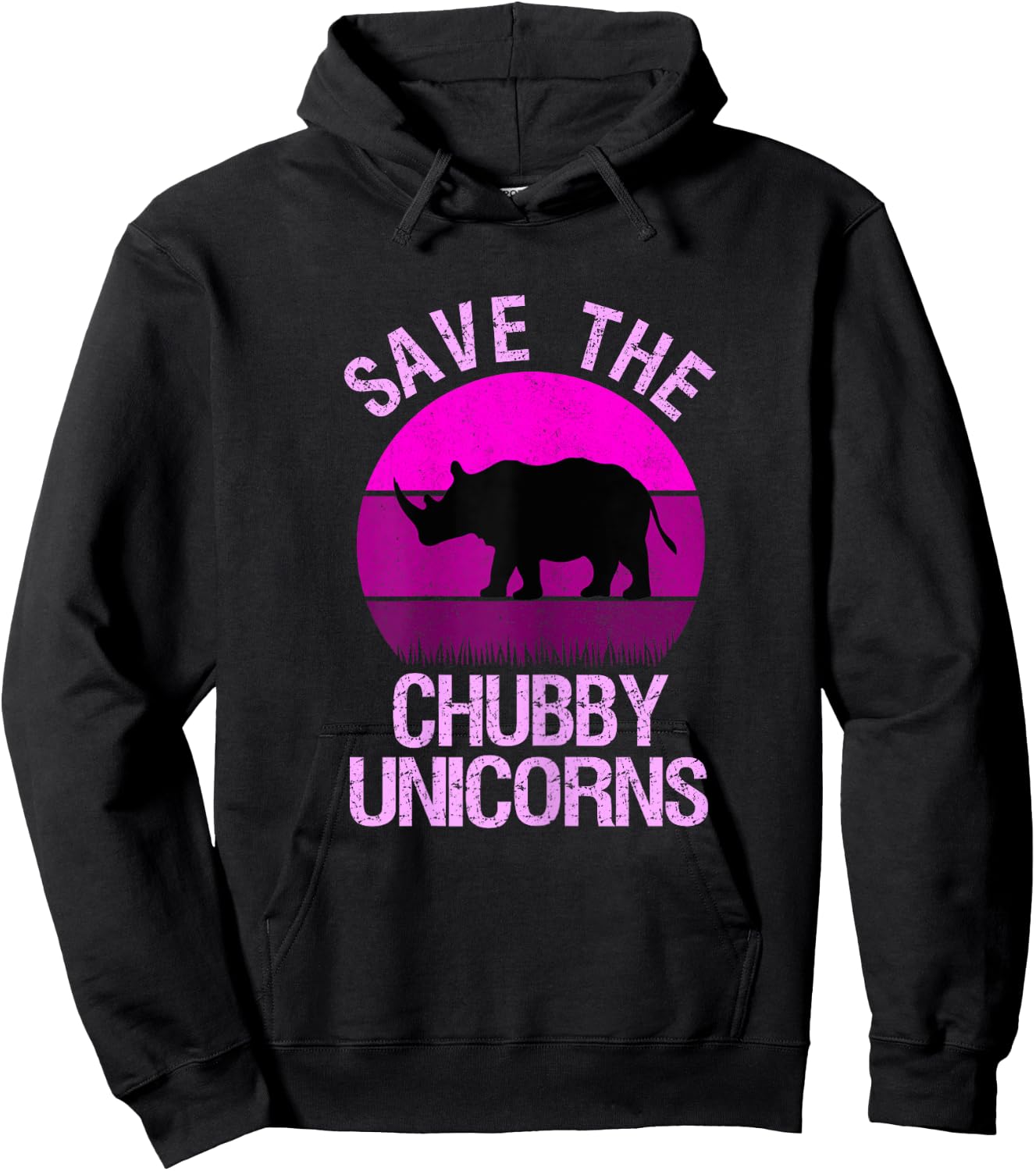 Save The Chubby Unicorns Retro Style Rhino gift Hoodie - Hoodie | Black
