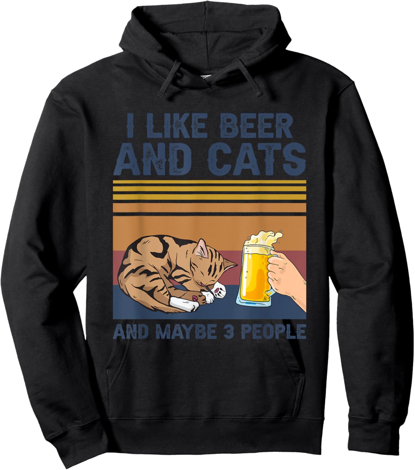 I Like Beer and Cats and Maybe 3 People Funny Cat Beer Gift Women Hoodie - Hoodie | Black