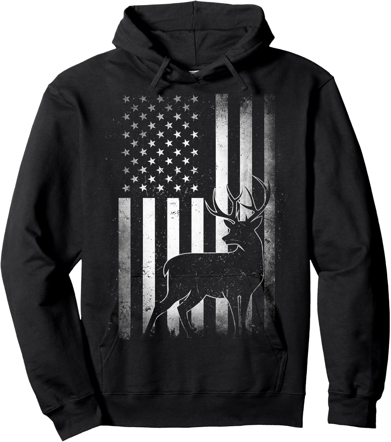 Hunting Hunters Deer USA US American Flag Camo Camoflage Hoodie - Hoodie | Black