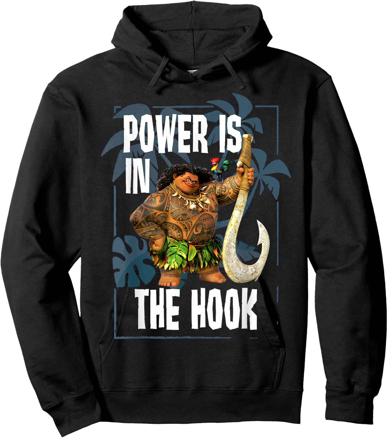 Disney Moana Maui Power Is In The Hook Portrait Hoodie - Hoodie | Black