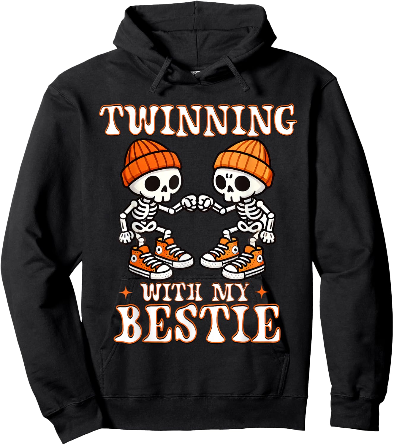 Twin Boys Twinning Halloween Best Friend Matching Skeleton Hoodie - Hoodie | Black