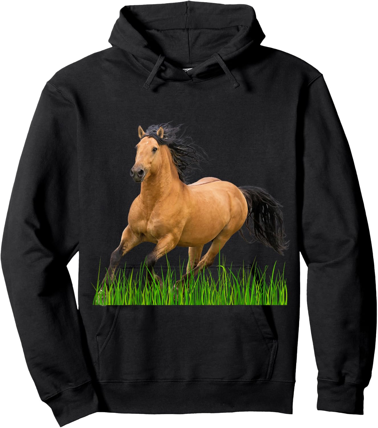 Horse Buckskin Mustang Horse Galloping Wild Horse Hoodie - Hoodie | Black