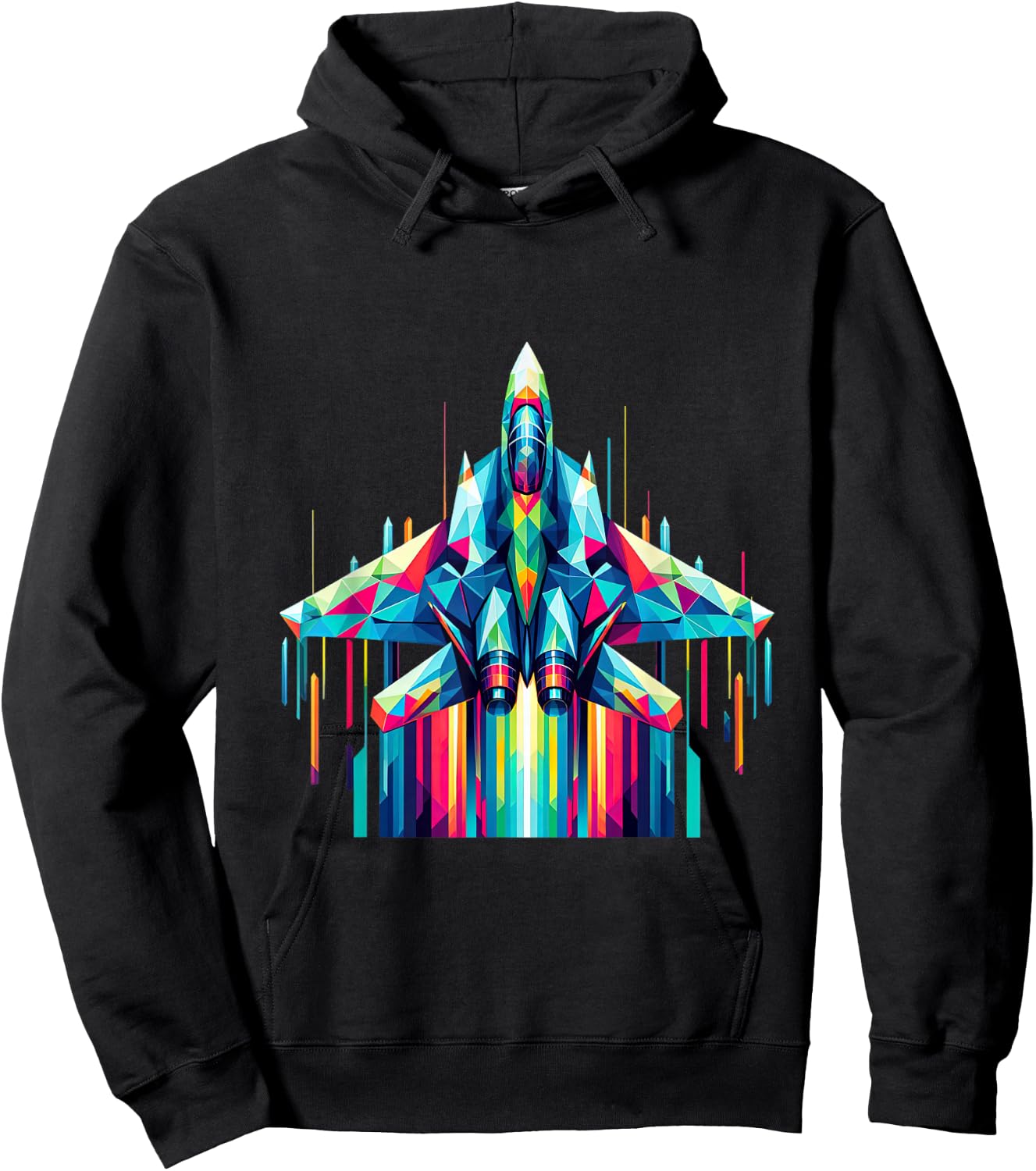 F14 Tomcat Fighter Jet Airplane Rainbow Colorful Rays Hoodie - Hoodie | Black