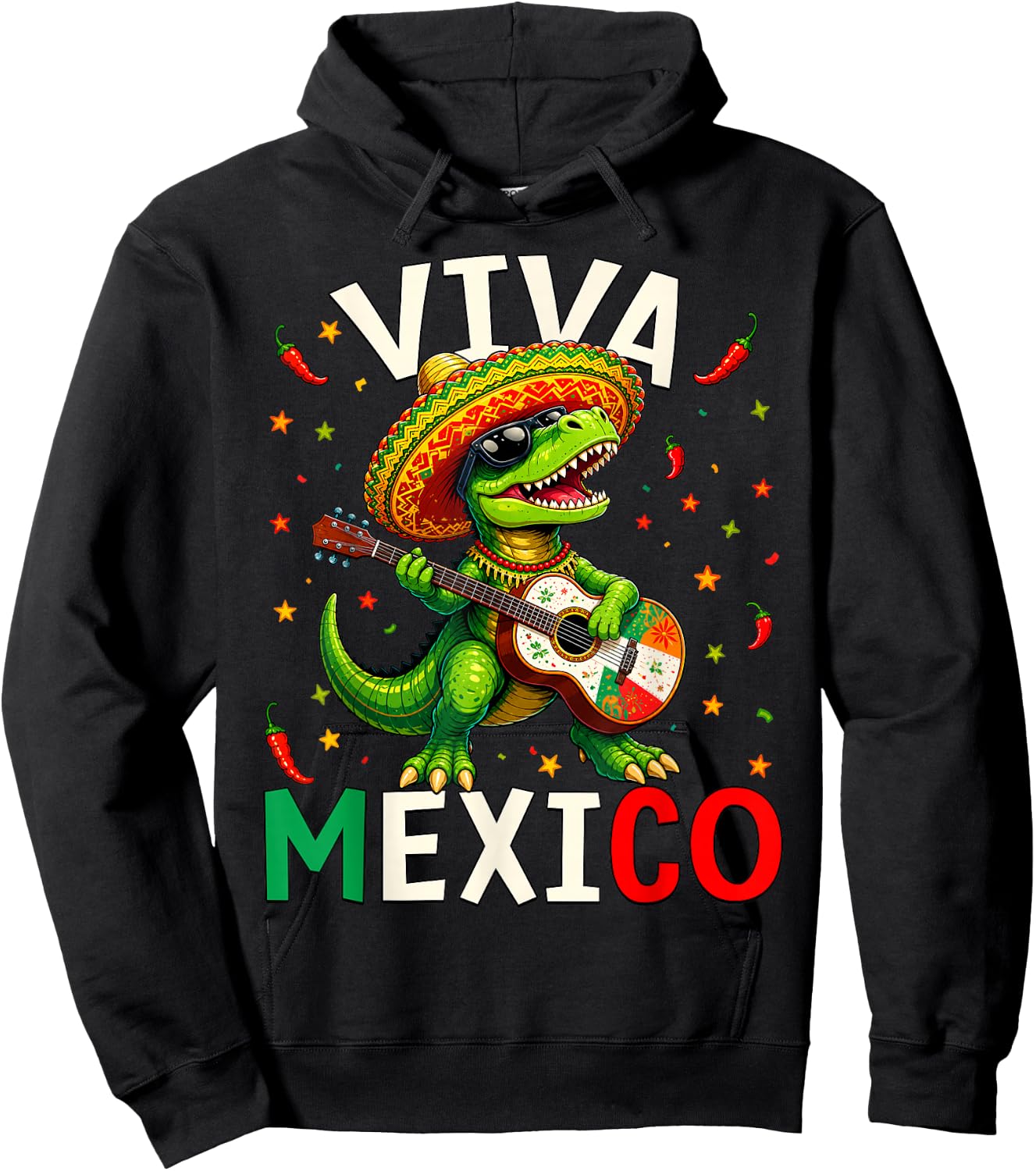 Kids Viva Mexico Shirt Boy Mexican Dinosaur Independence Day Hoodie - Hoodie | Black