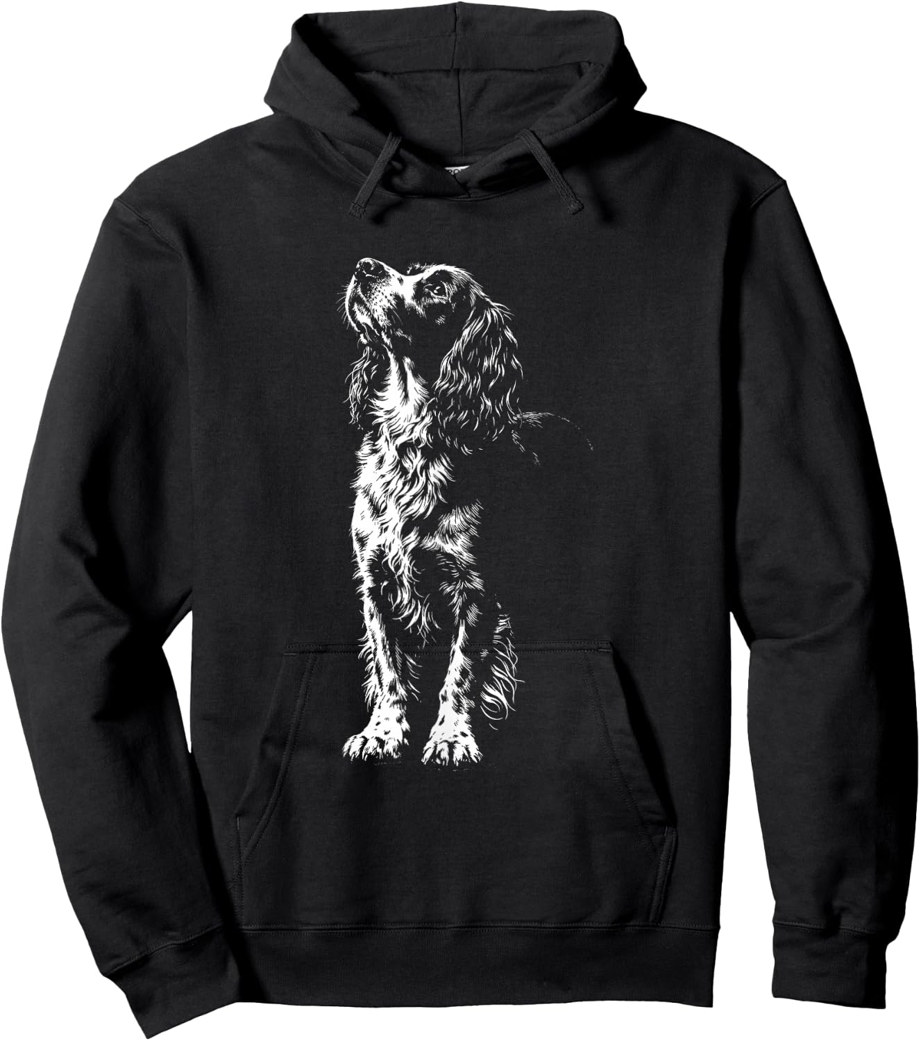 English Springer Spaniel Portrait Minimalist Hoodie - Hoodie | Black