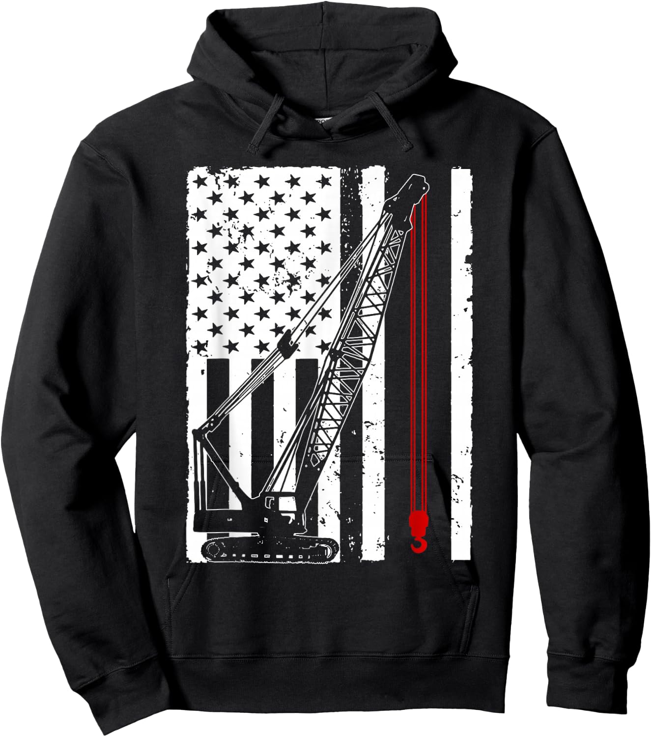 Crane Operator Design US Heavy Equipment Crane Lover Hoodie - Hoodie | Black