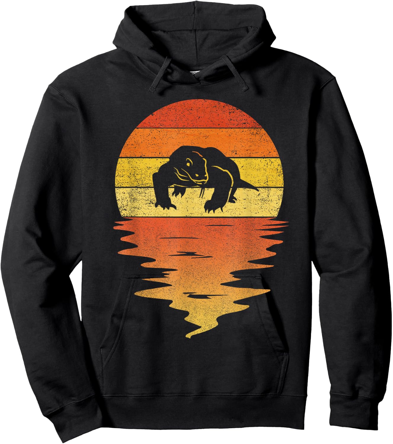 Komodo dragon shirt retro sunset 70s vintage Komodo dragon Hoodie - Hoodie | Black