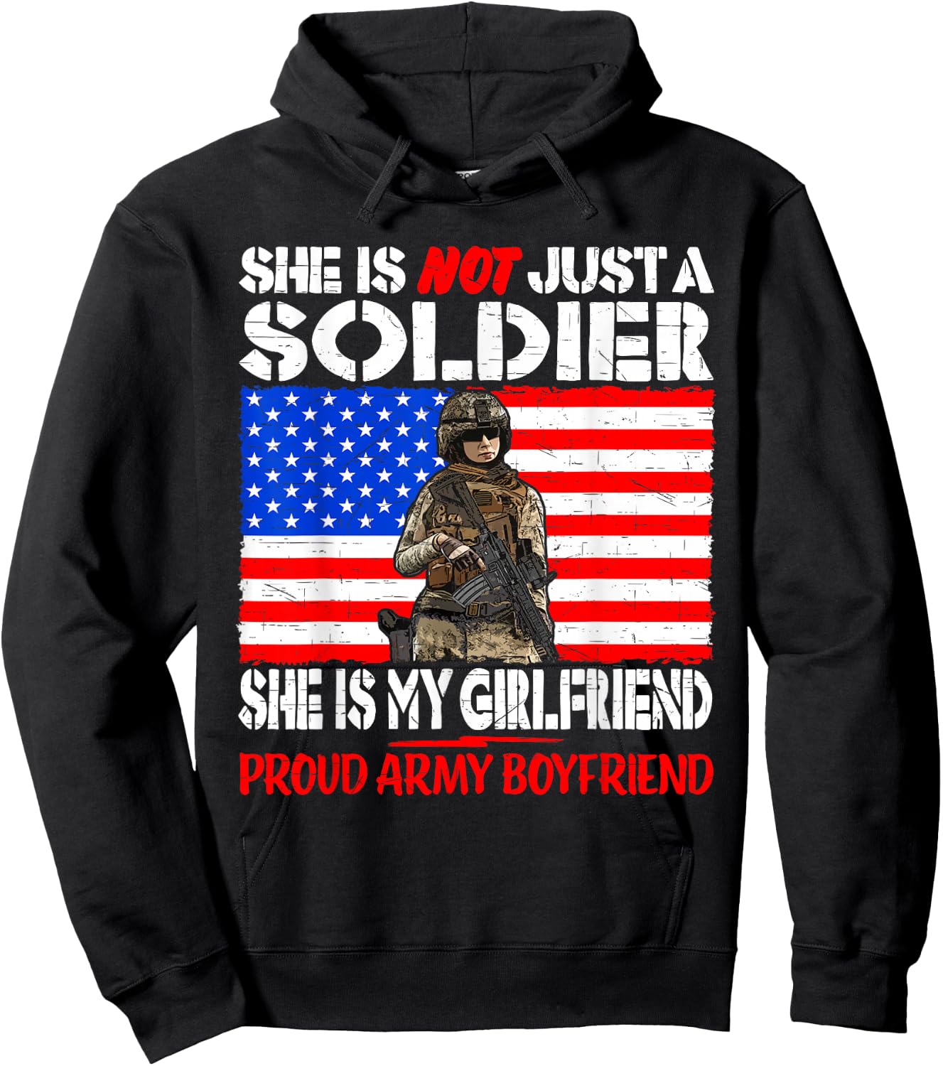 My Girlfriend Is A Soldier Proud Army Boyfriend Shirt Gifts Hoodie - Hoodie | Black