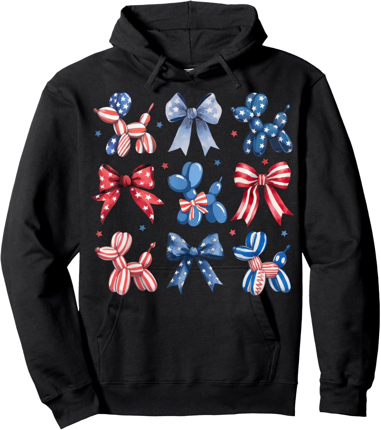 Cute Patriotic Balloon Dog 4th of July USA Flag Girls Kids Hoodie - Hoodie | Black