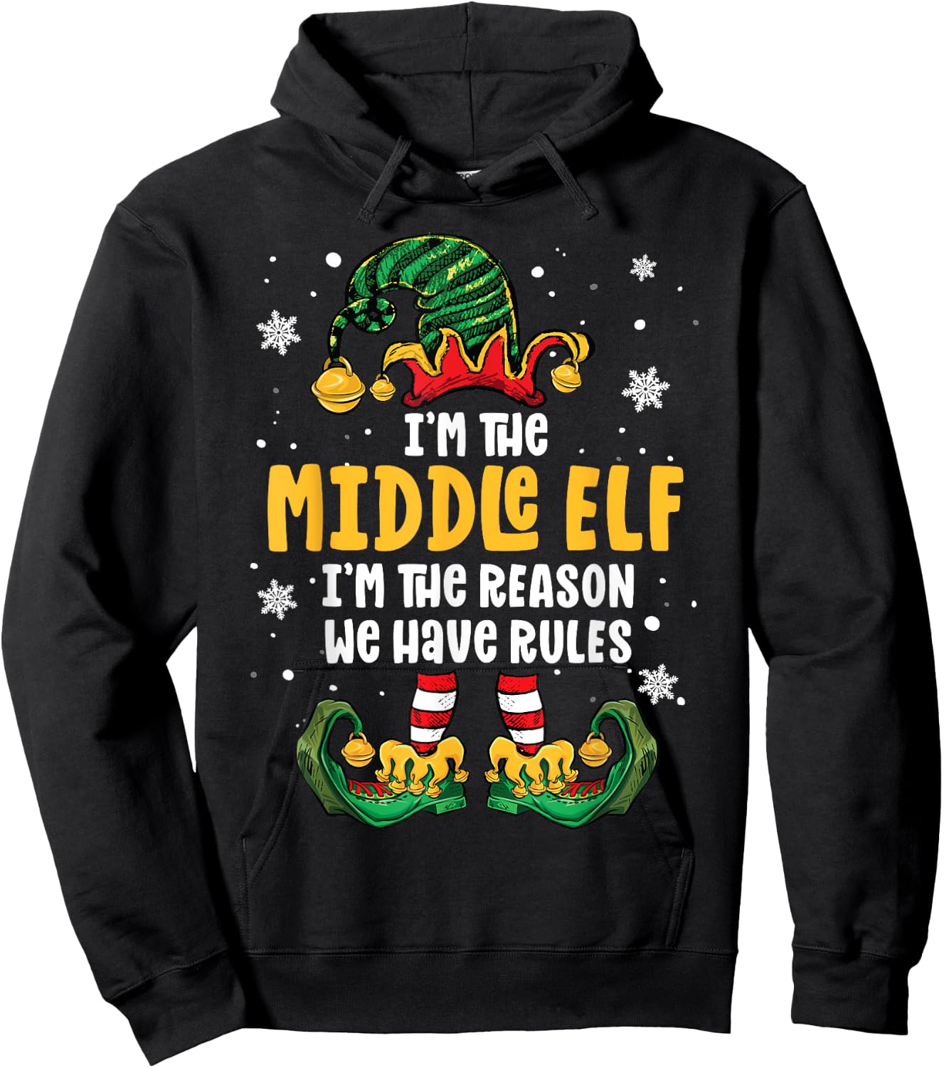 Middle Child Shirt Elf Family Matching Sibling Christmas Hoodie - Hoodie | Black