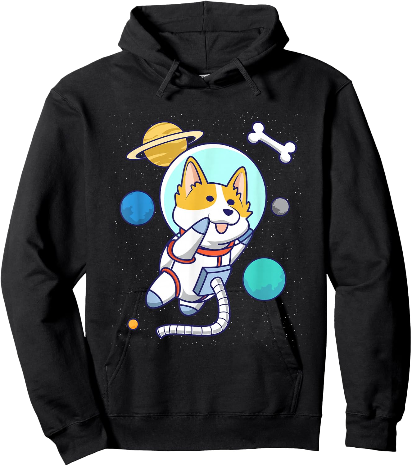 Kawaii Corgi Astronaut Dog Corgi In Space Hoodie - Hoodie | Black