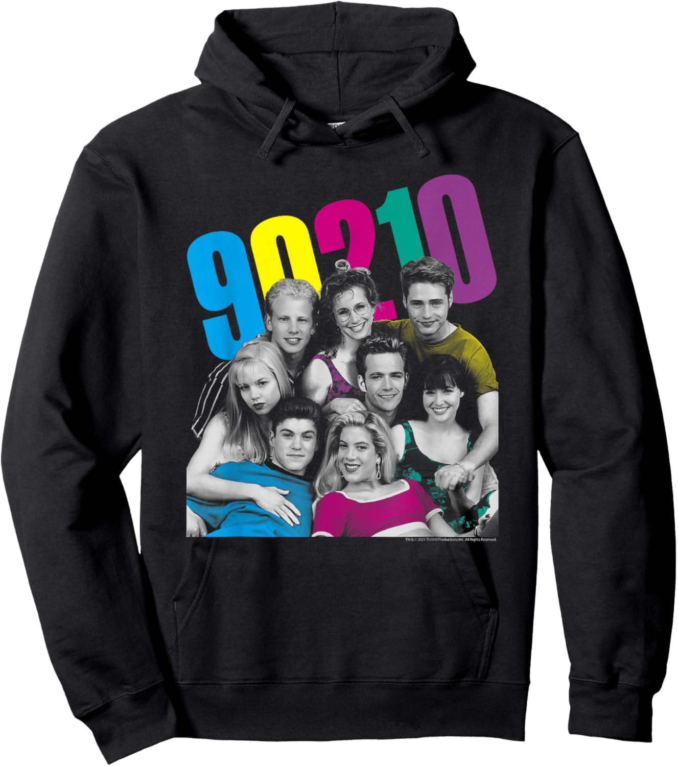 Beverly Hills 90210 Group Shot Neon Color Pop Hoodie - Hoodie | Black