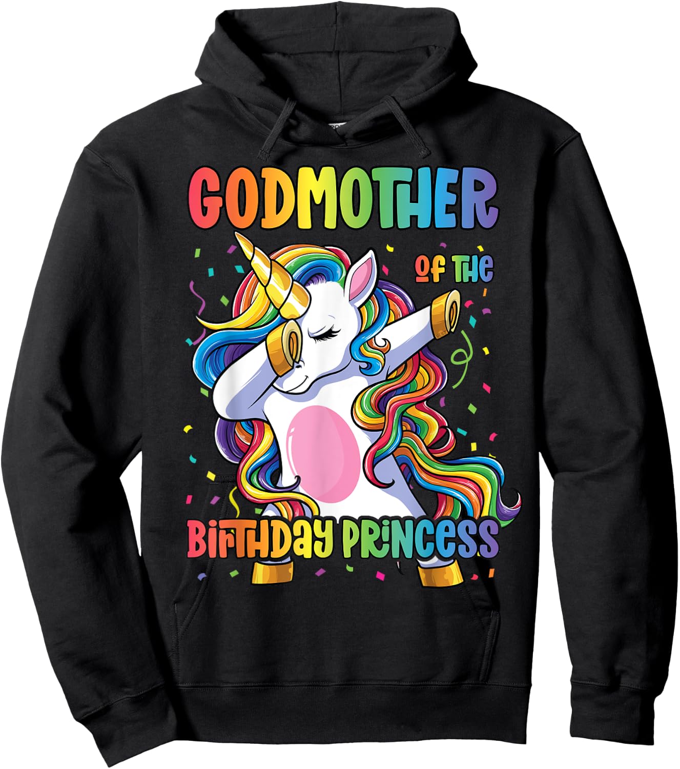 Godmother of the Birthday Princess Dabbing Unicorn Girl Hoodie - Hoodie | Black
