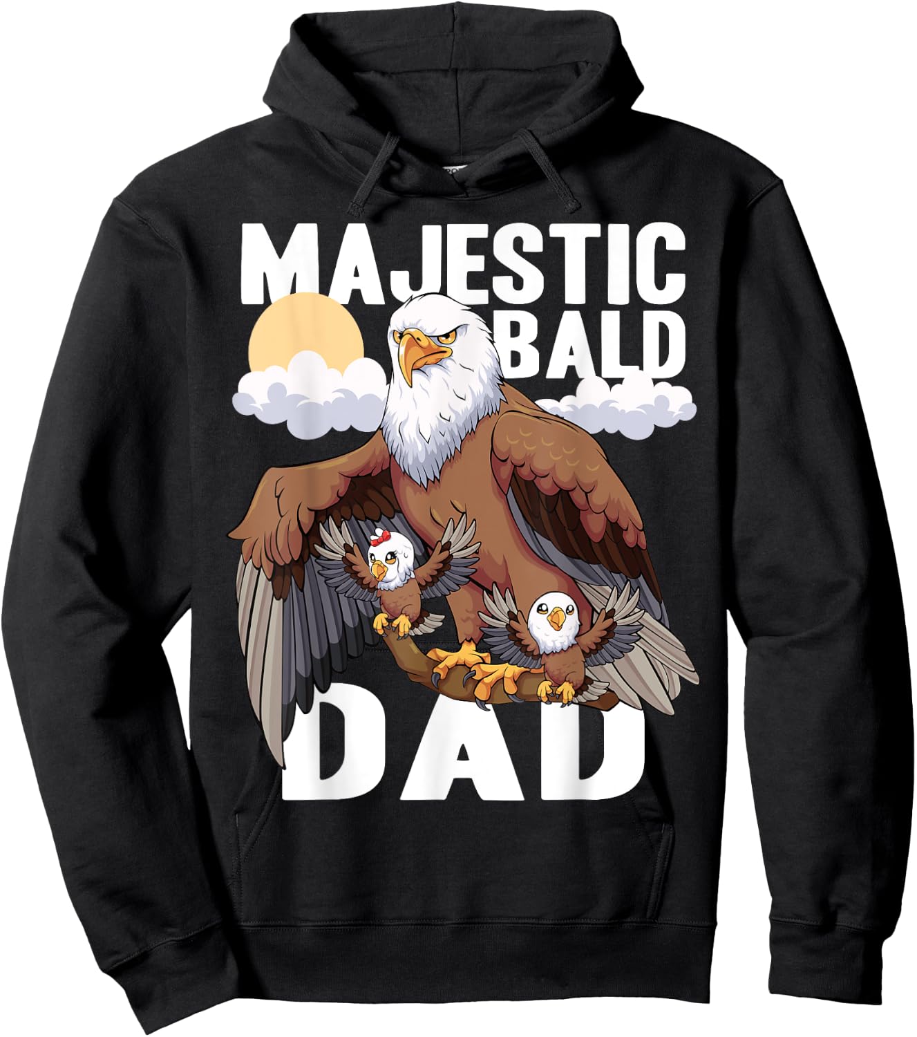 Father's Day Majestic Bald Dad Funny Bald Eagle Hoodie - Hoodie | Black