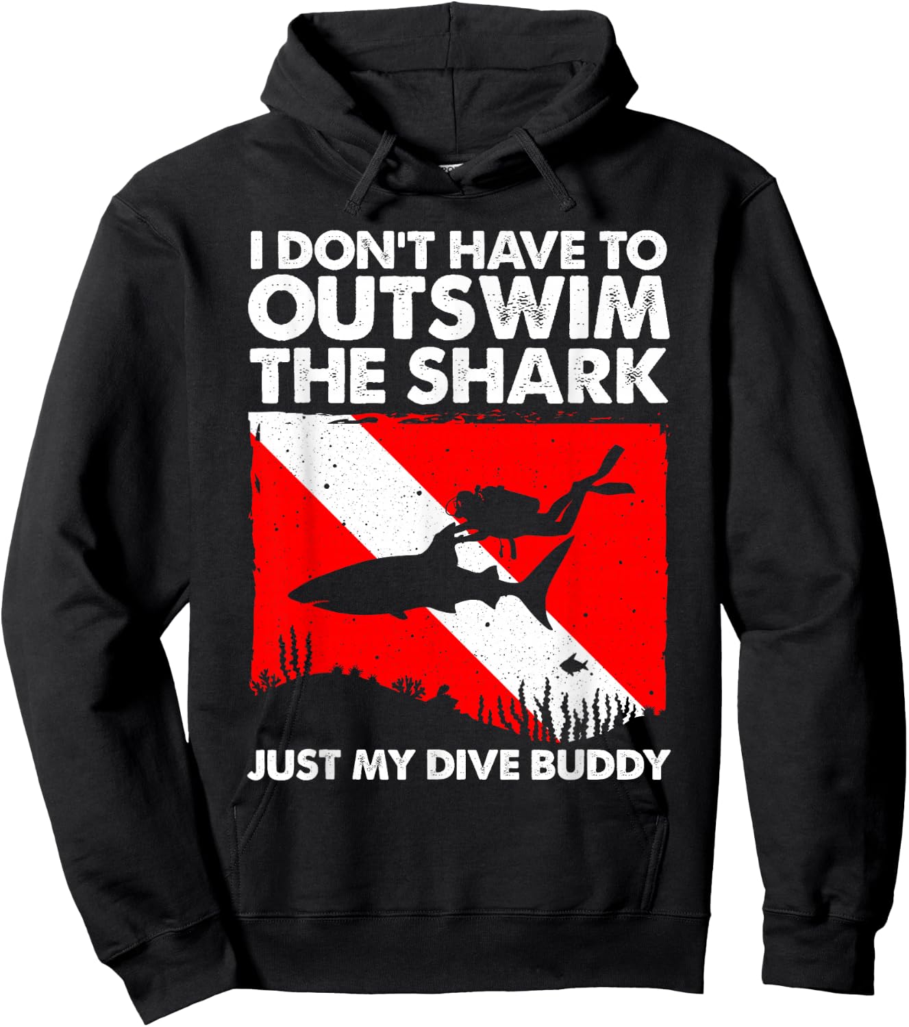 Funny Scuba Diving Design Women Shark Diving Buddy Hoodie - Hoodie | Black