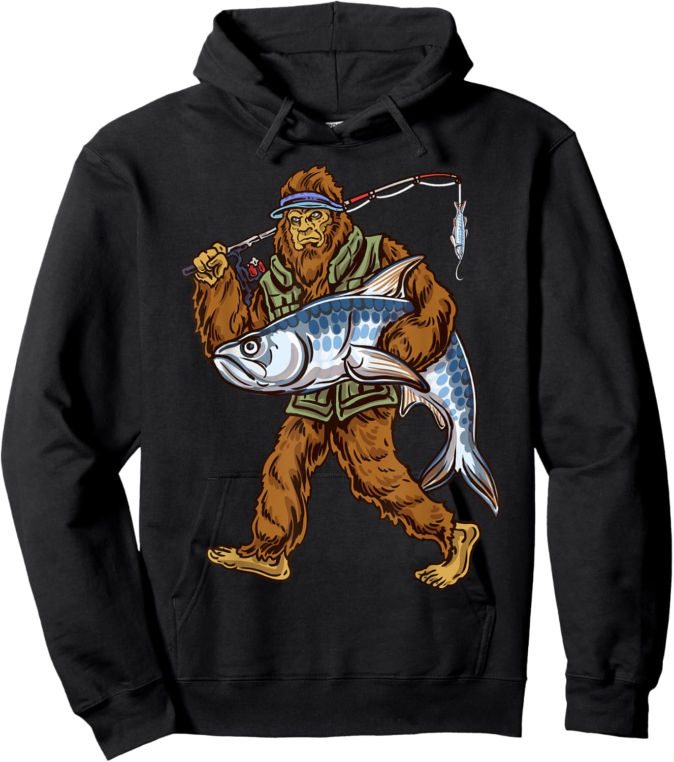 Northern Outdoors Tarpon Collection Men's Black Tarpon Fishing Bigfoot Theme , Small, Short Sleeve, Classic Fit Hoodie - Hoodie | Black