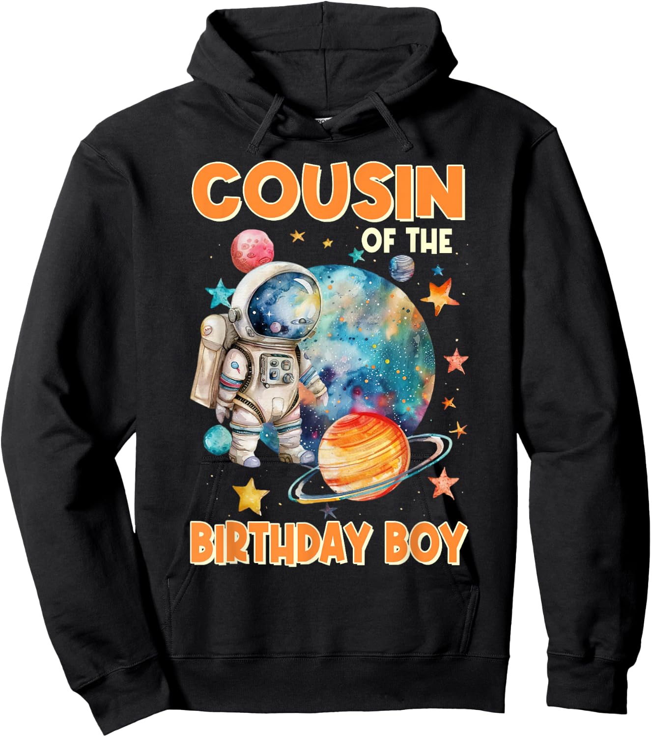 Cousin Of The Birthday Boy Astronaut Family Space Planets Hoodie - Hoodie | Black
