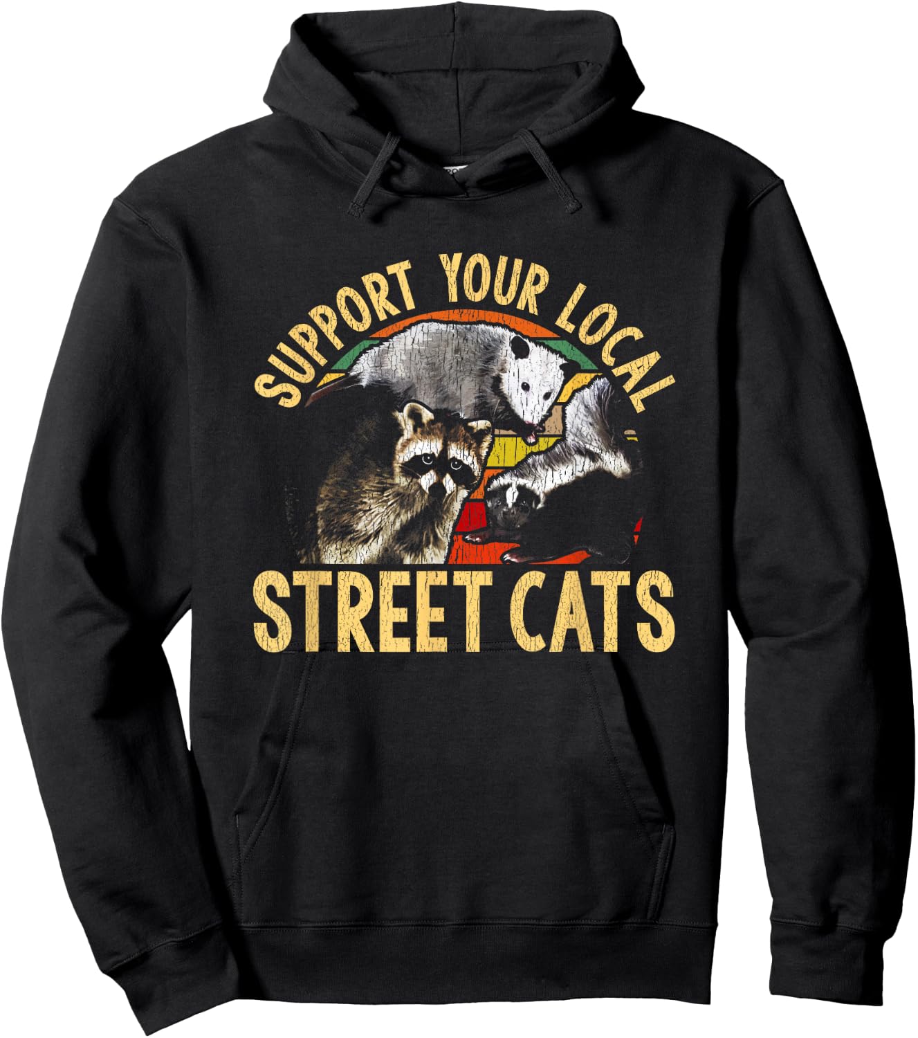 Support Local Street Cats! Raccon, Skunk Hoodie - Hoodie | Black
