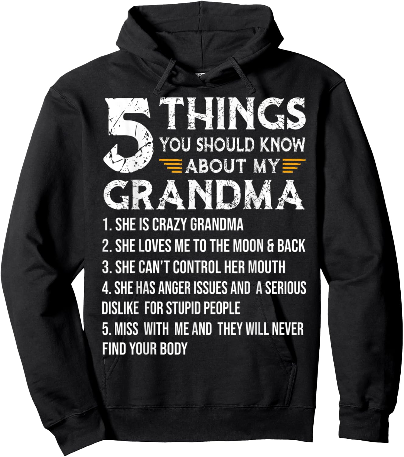 Grandma Shirt 5 Things You Should Know About My Grandma Hoodie - Hoodie | Black