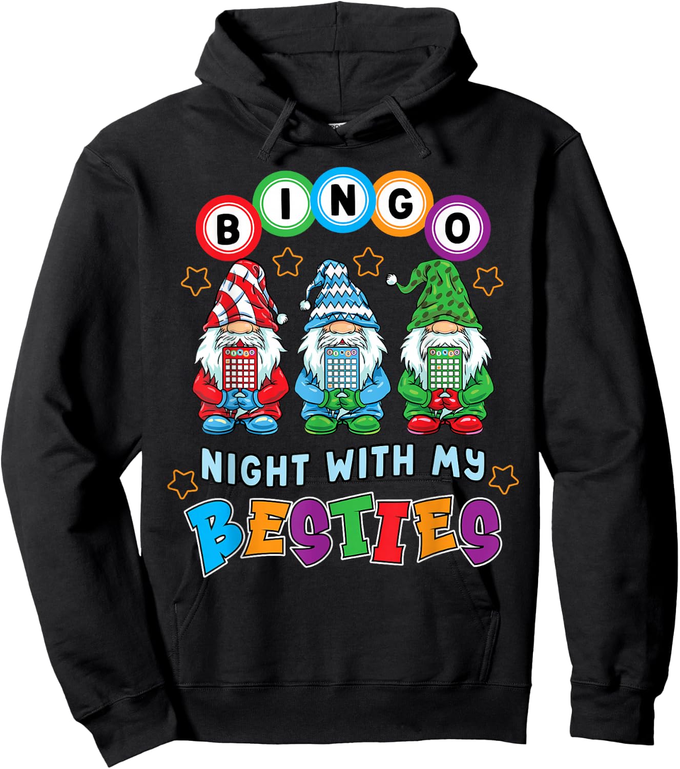 Gnome Bingo Night with My Bestie Gambling Gambler Gift Funny Hoodie - Hoodie | Black