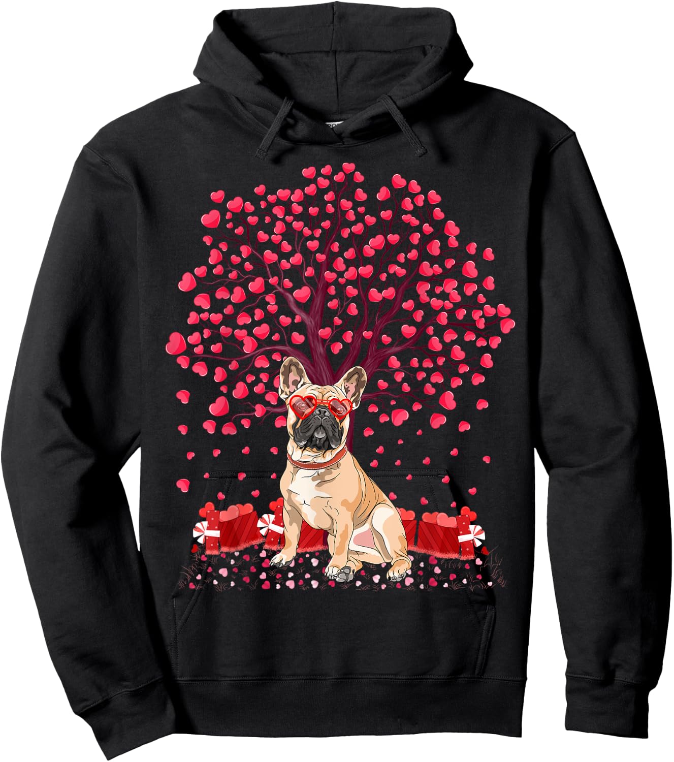 French Bulldog Lover Funny French Bulldog Valentine Day Women Girls Kids Hoodie - Hoodie | Black