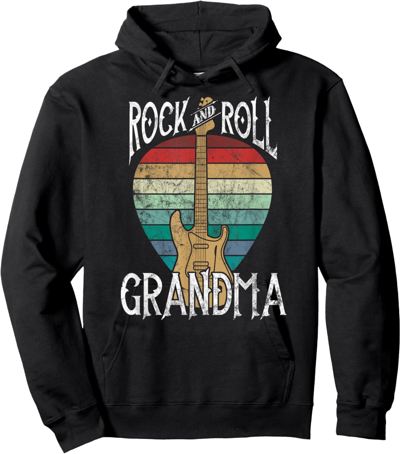 Rock n Roll Grandma Vintage Guitar Player Gift Hoodie - Hoodie | Black