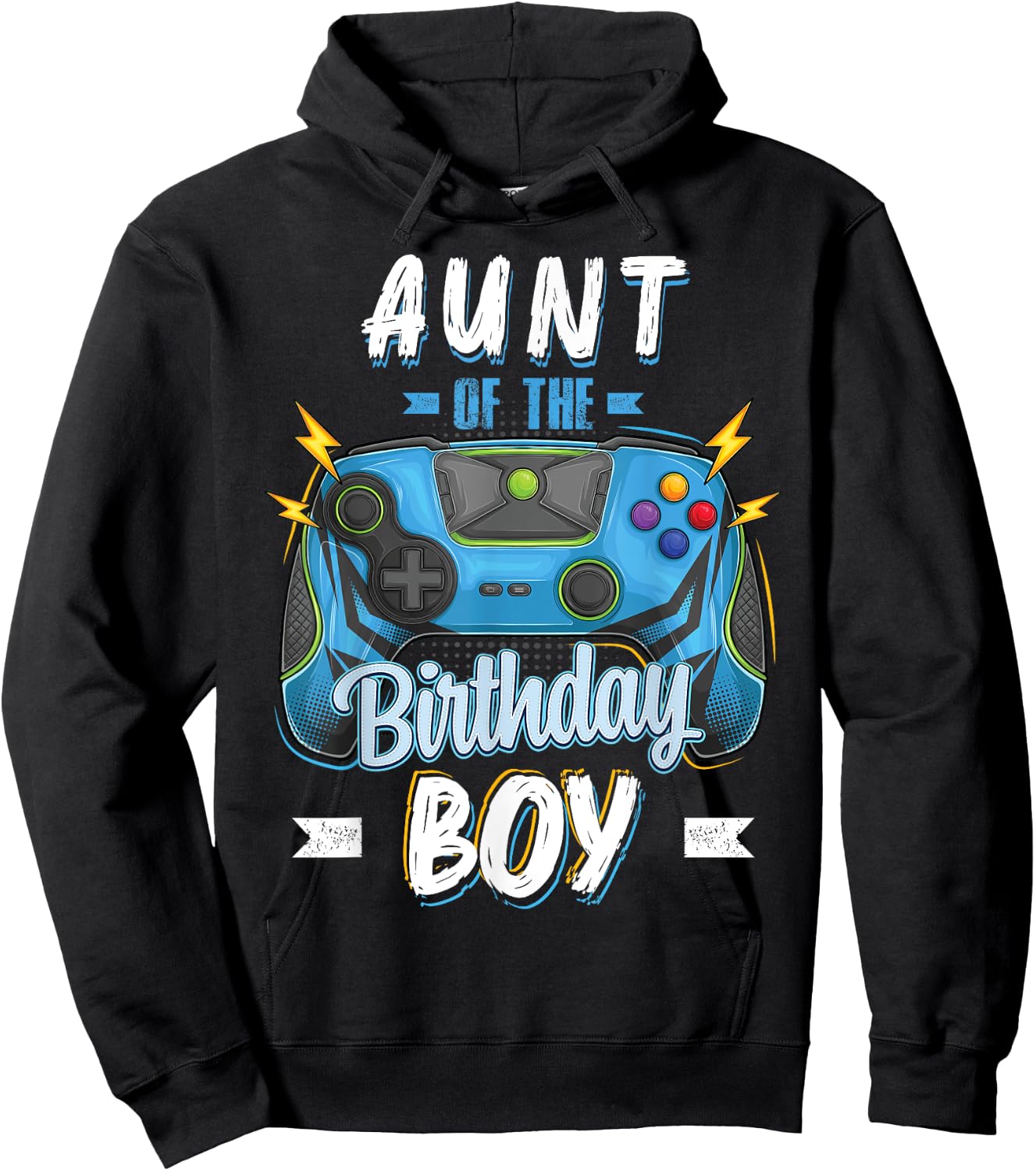 Aunt of the Birthday Boy Matching family Video Gamer party Hoodie - Hoodie | Black