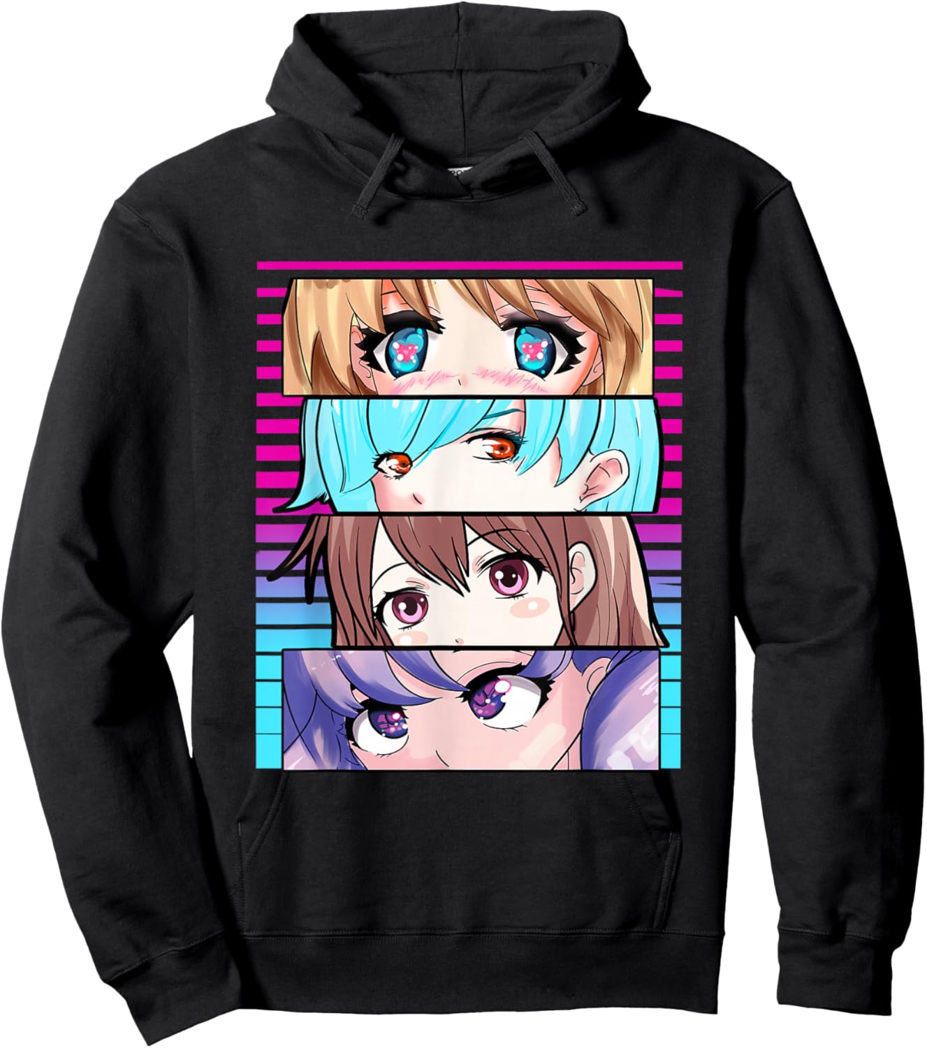 Otaku Anime Eyes Otaku Weeb Waifu Cute Girls Hoodie - Hoodie | Black