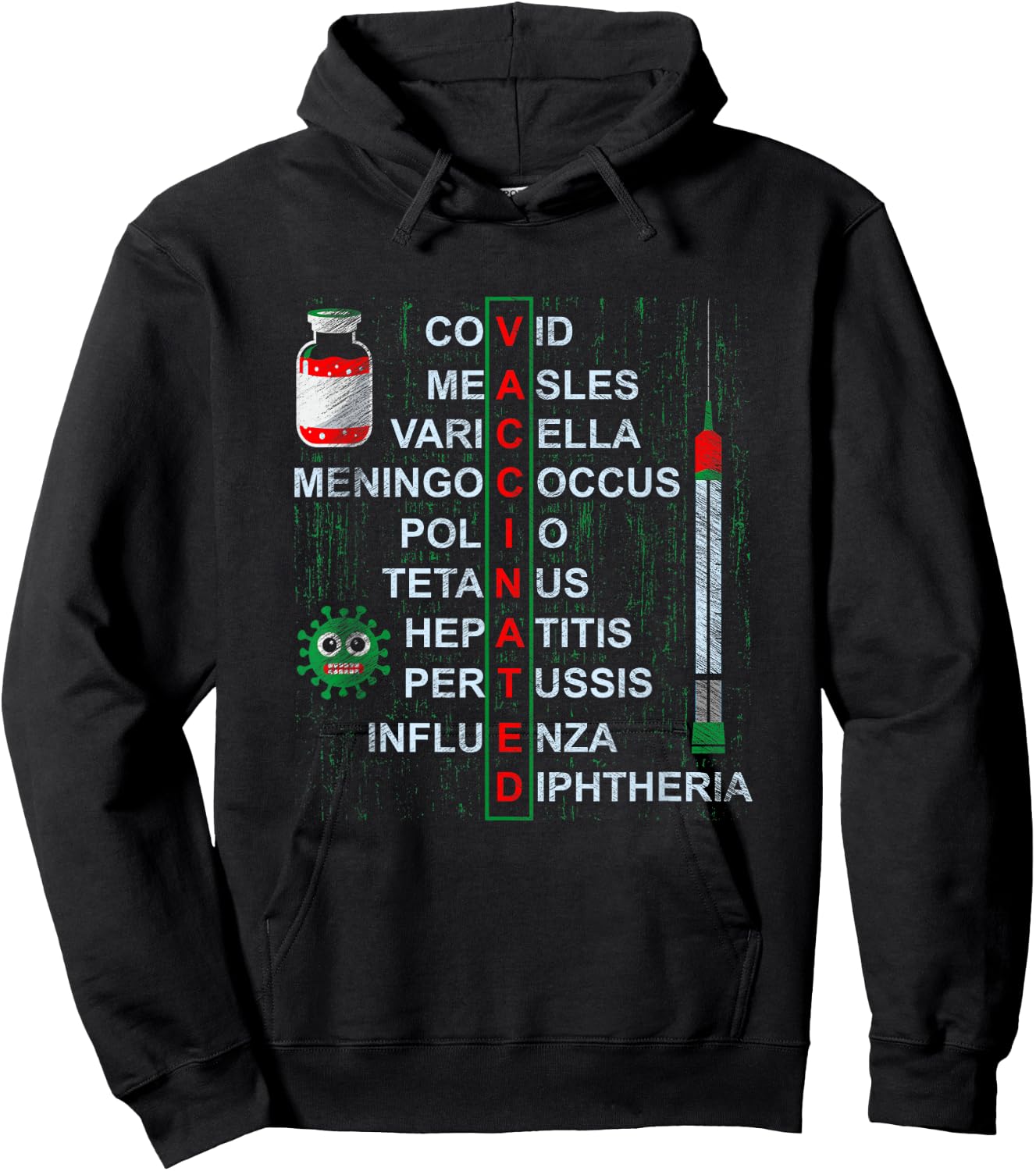 Get Vaccinated Covid Measles Pro Vaccines Doctor Nurse Med Hoodie - Hoodie | Black