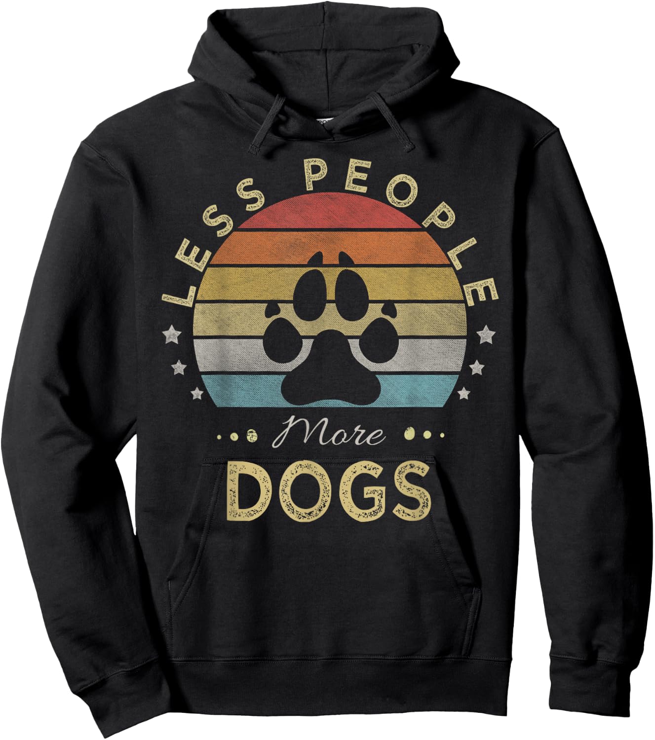 Retro Vintage Less People More Dogs Hoodie - Hoodie | Black