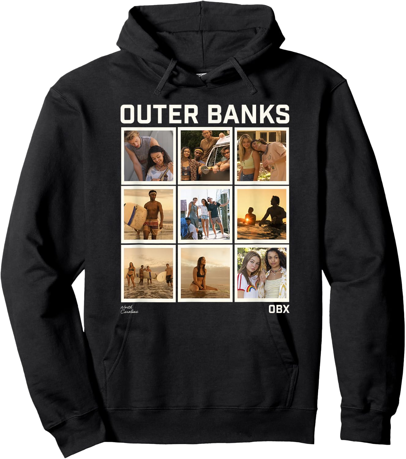 Outer Banks Group Shot Photo Panel Collage Hoodie - Hoodie | Black