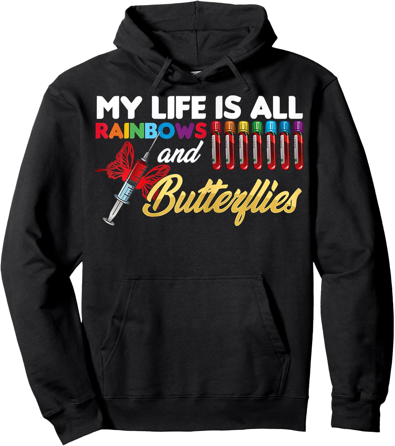 Reaction Glass Butterfly Rainbow Phlebotomy Laboratory Small Hoodie - Hoodie | Black