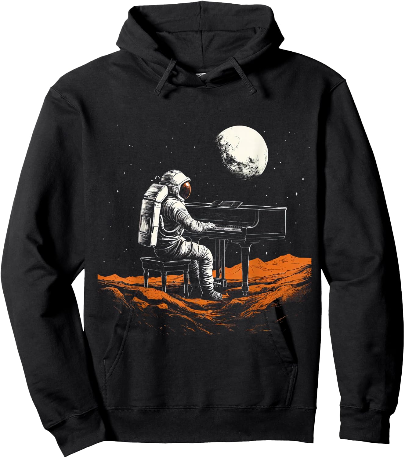 Astronaut in Space Playing Piano Musician Hoodie - Hoodie | Black