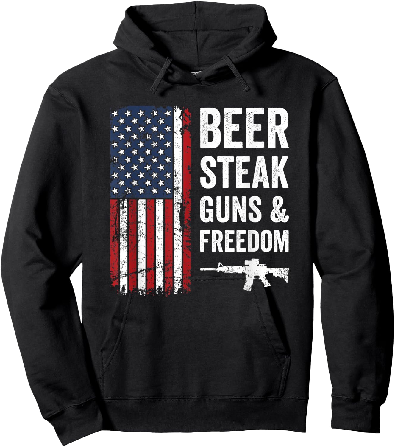 Beer Steak Guns & Freedom - USA Drinking BBQ Funny Gun Hoodie - Hoodie | Black