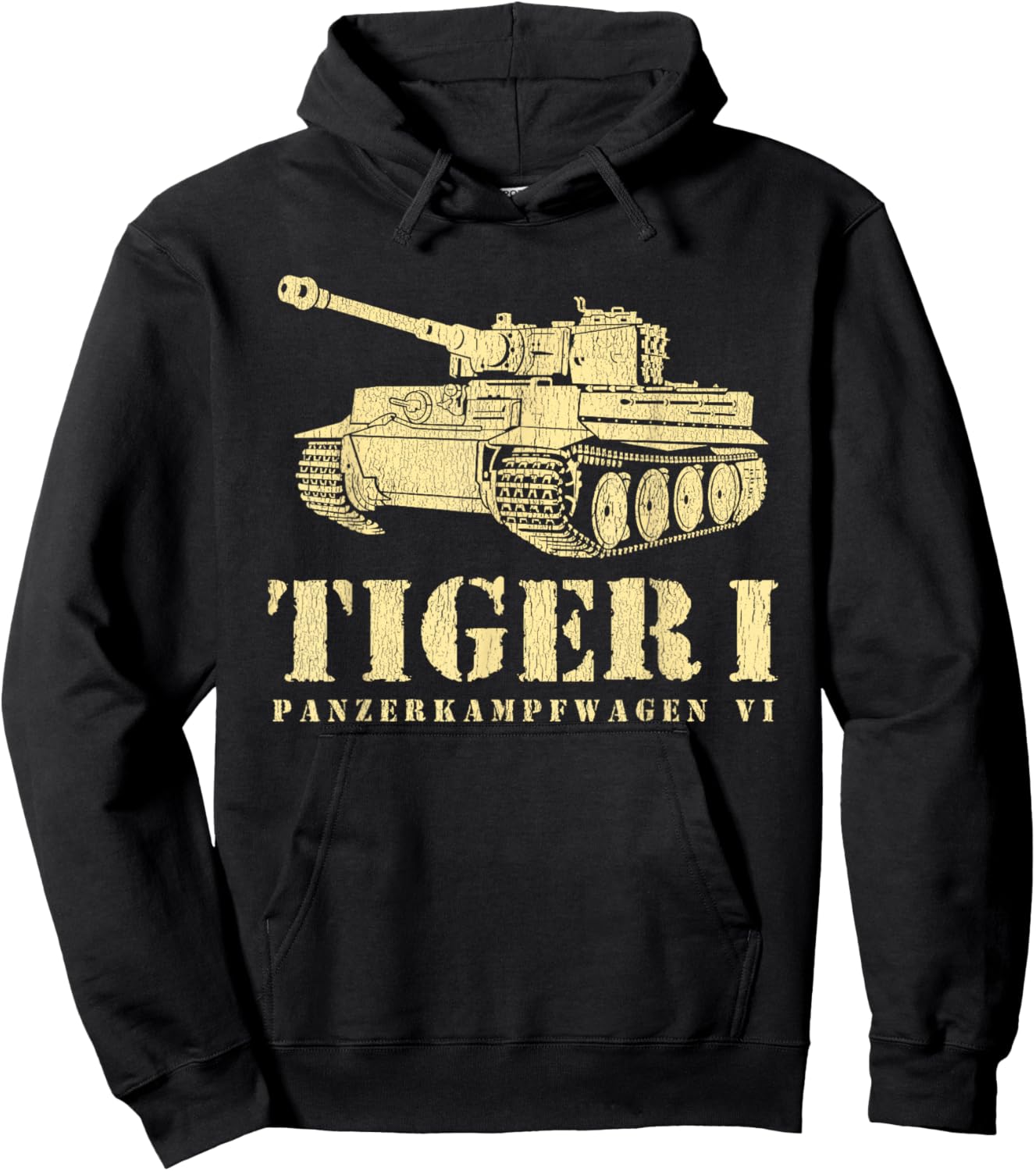 Funny Army Vintage Tiger Tank PzKpfw VI WWII Gift Men Boys Hoodie - Hoodie | Black