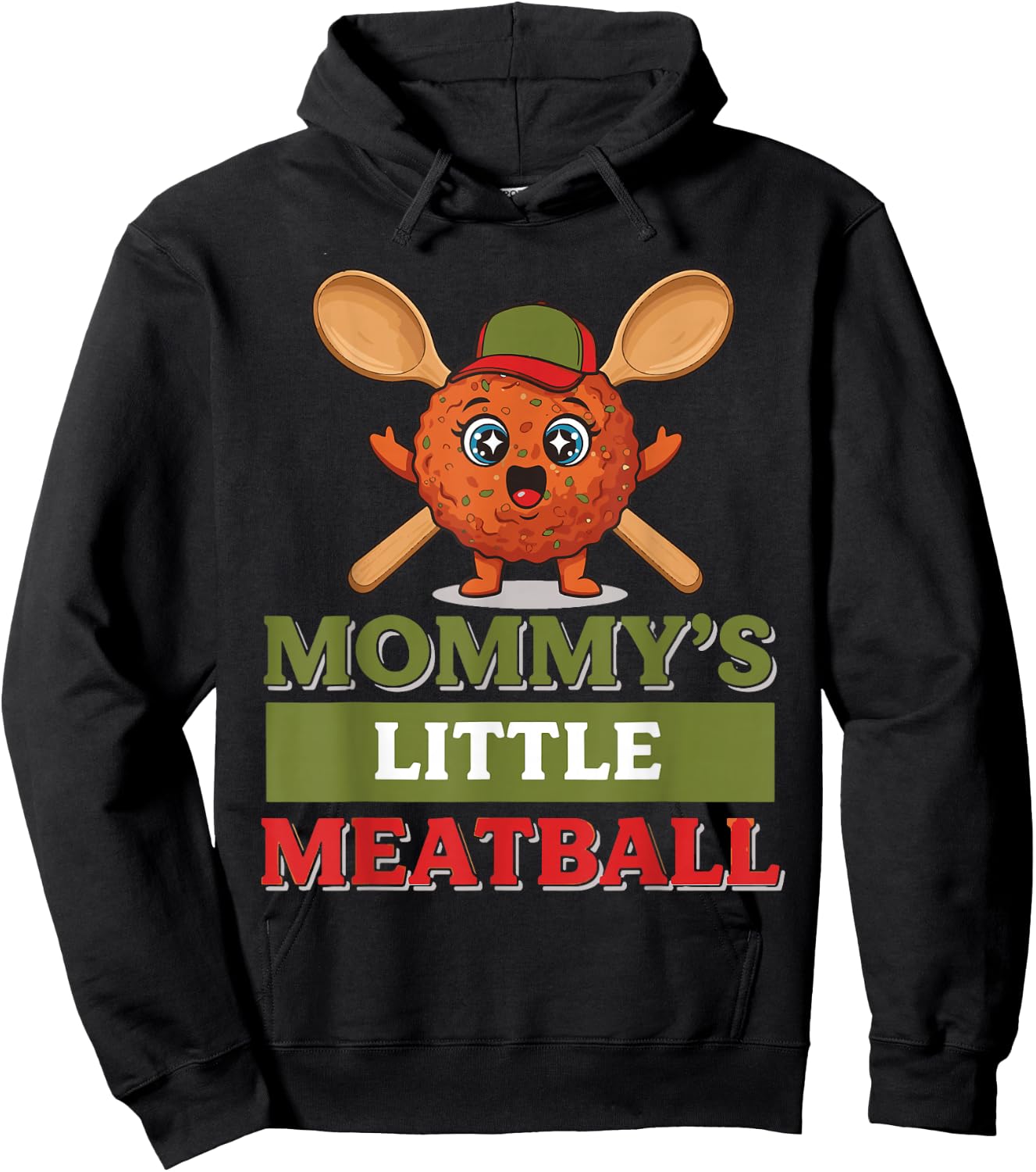 Funny Mommy’s Little Meatball Cute Italian Family Humor Hoodie - Hoodie | Black