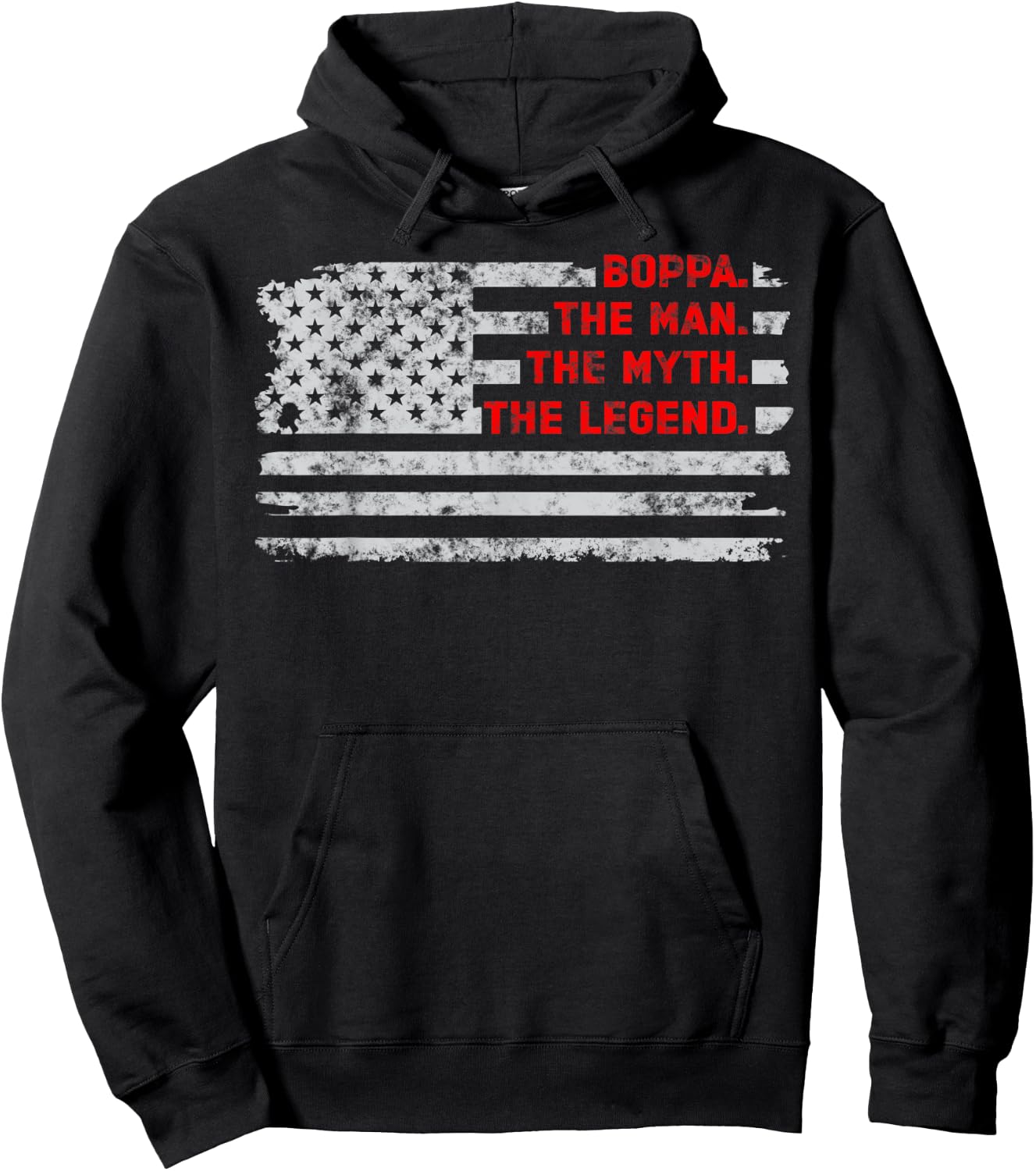 Boppa The Man Myth Legend Vintage Fathers Day American Flag Hoodie - Hoodie | Black