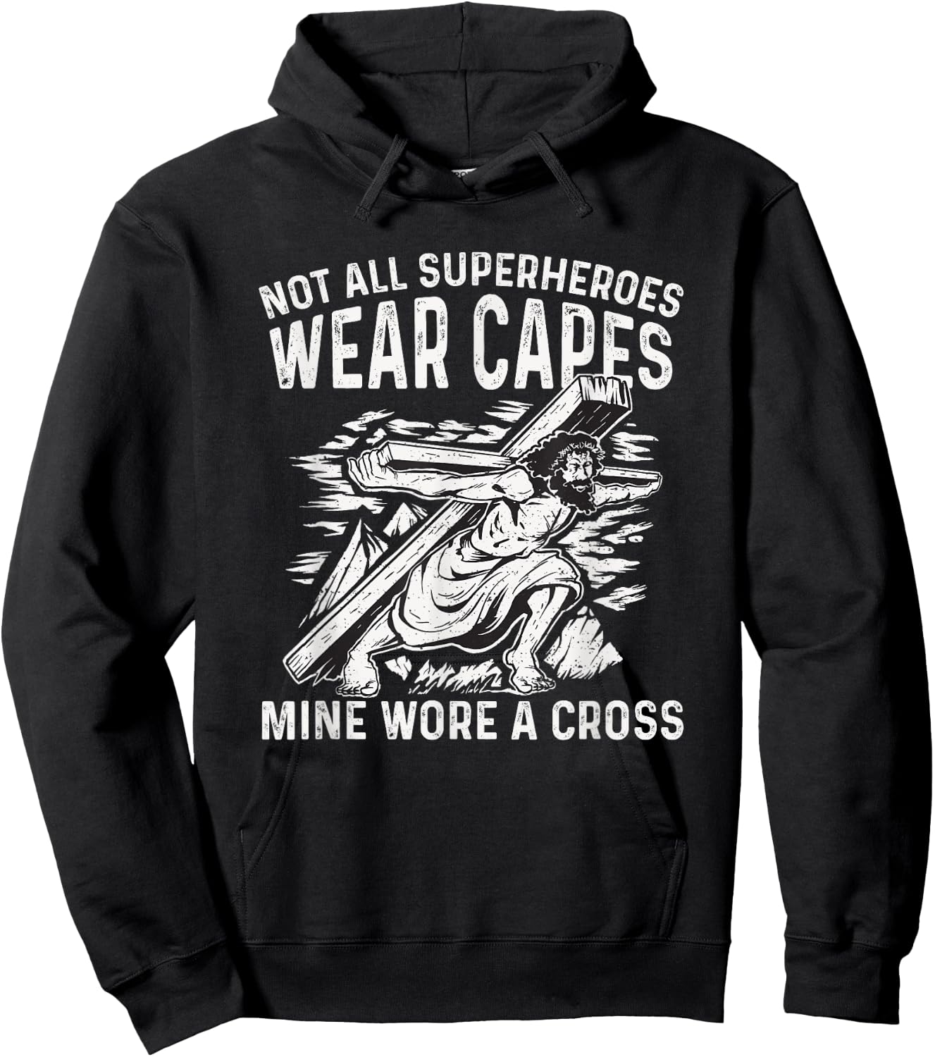 Funny Jesus Superhero Design Men Women Jesus Christ Cross Hoodie - Hoodie | Black
