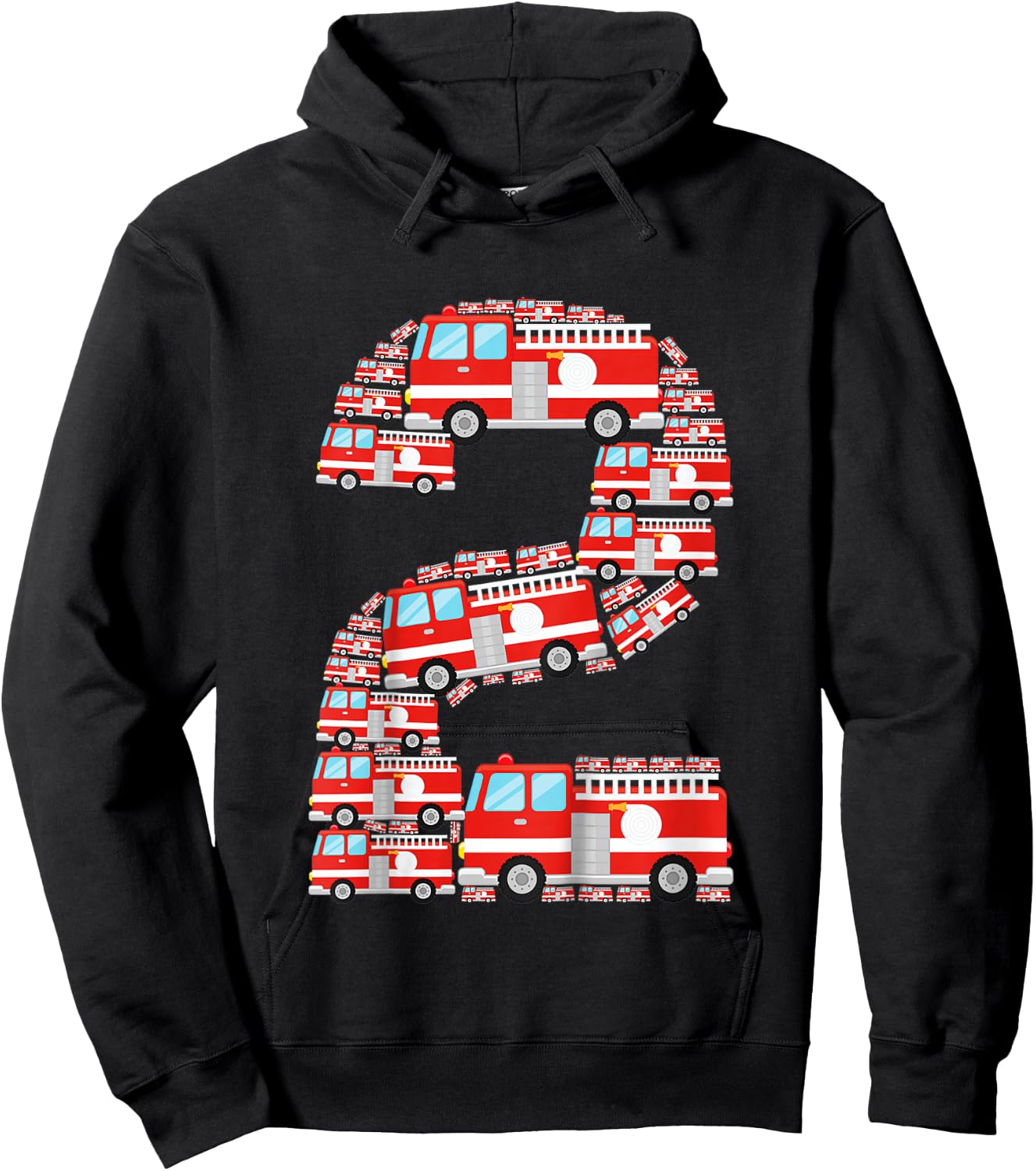 Fire Truck 2nd Birthday Boy 2 Year Old Toddler Firefighter Hoodie - Hoodie | Black