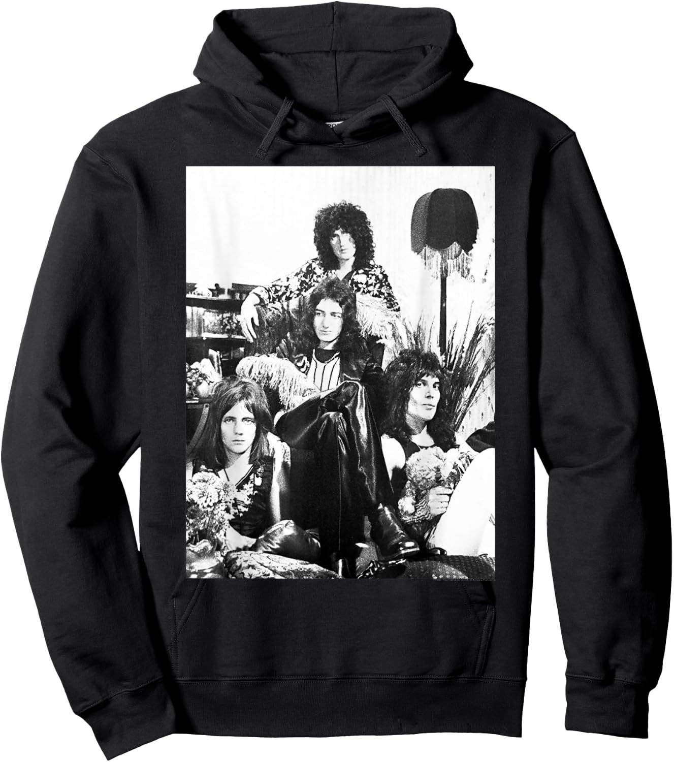 Queen Official Lampshade Promo B&W Vintage Photo Hoodie - Hoodie | Black